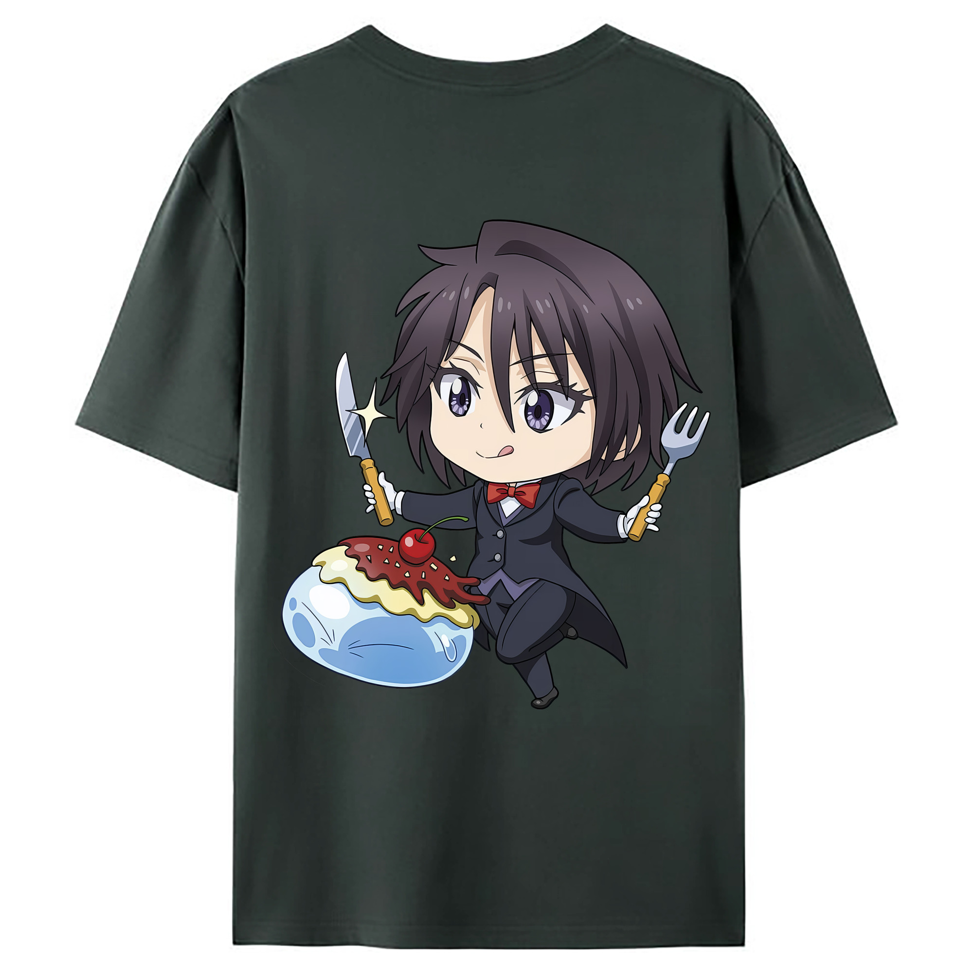 （画像用） 転スラ Regarding Reincarnated to Slime 綿100％ メンズ半袖Tシャツ（バックプリント） 通気性